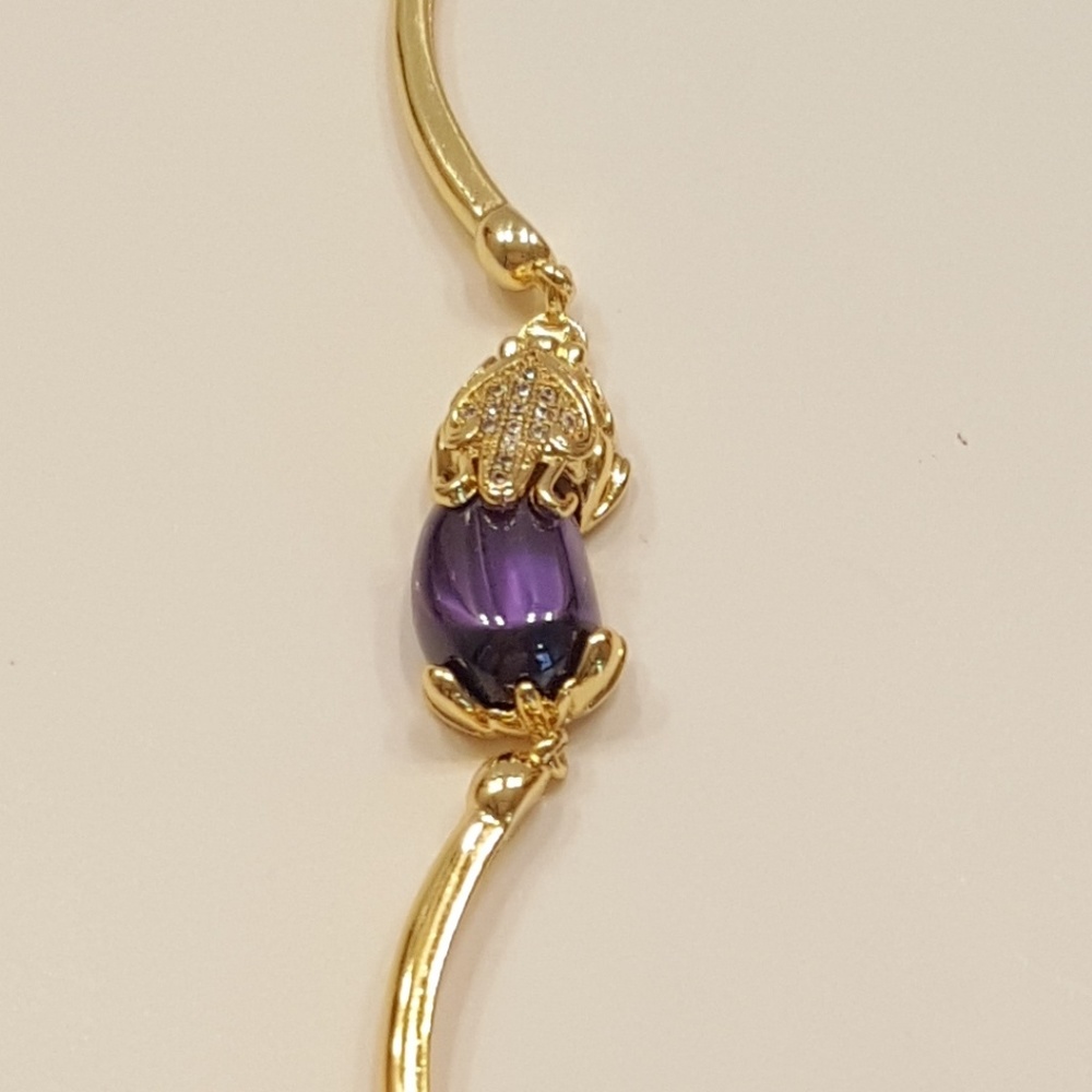 Gold plated bracelet  with purple stone. - Picture 5 of 6